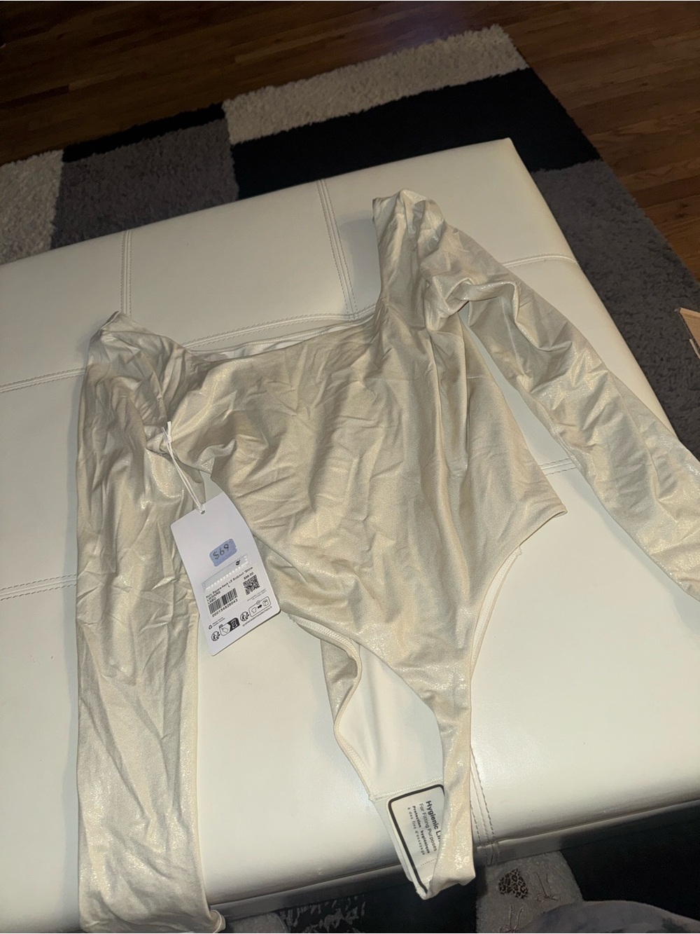 lululemon athletica Shimmery Cream Long-Sleeve Bandeau Bodysuit